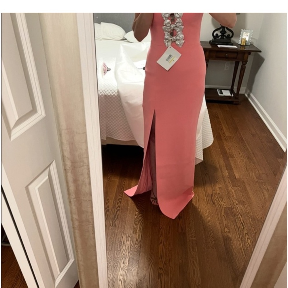 Rebecca Vallance Pink Strapless Dress with Silver Bows - Picture 9 of 11